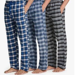 Real Essentials Flannel Pajama Pants 3-Pack Plaid Lounge Sleep Pants Size M NWT